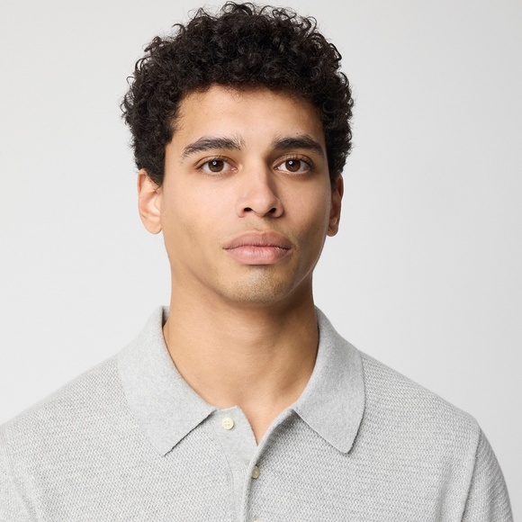 New J.CREW Size M Basketweave Cotton Sweater Polo in Gray Heather $98 CI774 - Picture 2 of 6